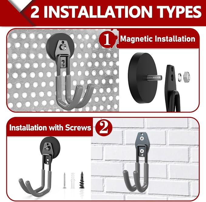3-H Heavy Duty Magnet Garage Hooks 4 Pack, J Shape Strong Magnetic Hooks - Image 2