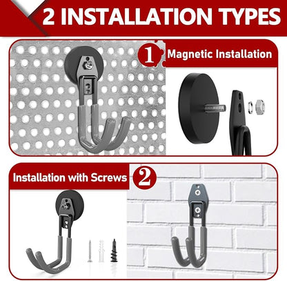 3-H Heavy Duty Magnet Garage Hooks 4 Pack, J Shape Strong Magnetic Hooks - Image 2