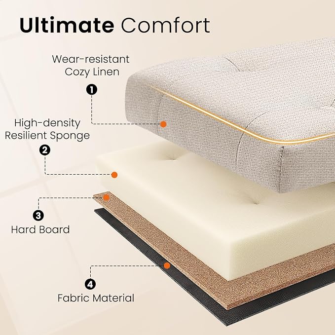 Furniliving Large Storage Ottoman, Wood Frame, Linen Fabric, 285 Lbs Capacity - Image 5