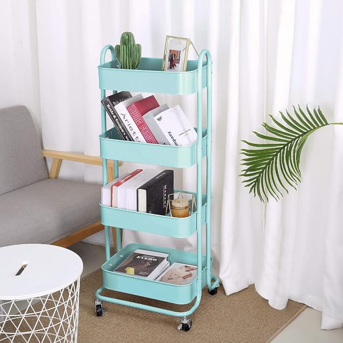 Melody House 4-Tier Metal Mesh Utility Rolling Cart Storage Organizer Shelf Rack - Image 3