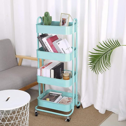 Melody House 4-Tier Metal Mesh Utility Rolling Cart Storage Organizer Shelf Rack - Image 3