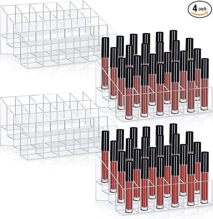 Macarrie 4 Pieces Lipstick Holder Organizer 24 Slot Acrylic Lipstick Makeup by Macarrie