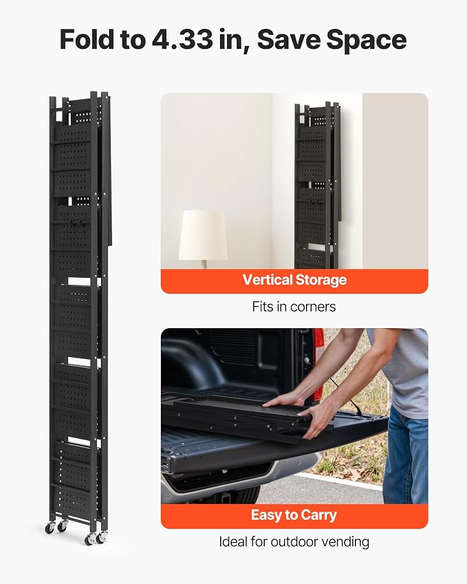 VEVOR 6-Tier Foldable Storage Shelf, 24W x 12D x 72H Inch Folding Metal Rack - Image 7