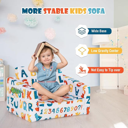 COSTWAY Kids Sofa, 2-in-1 Convertible Sofa to Lounger - Image 9