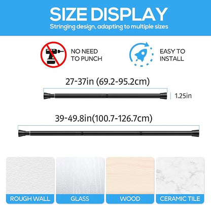 2 Pack Spring Tension Rod, Adjustable 28-49 Inch No Drill, Fits Windows Kitchen - Image 2