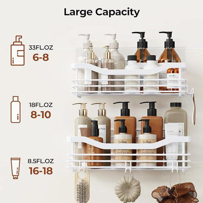 Orimade Shower Caddy Basket Shelf Storage Rack, No Drilling Wall Mounted - Image 3