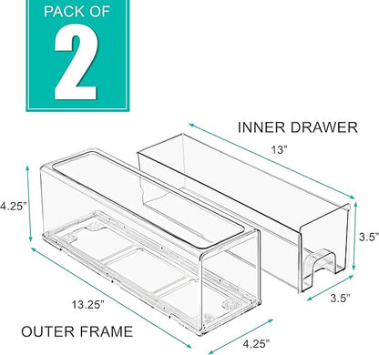 Sorbus Small Clear Stackable Storage Drawers – 2-Pack Plastic Organizer Bins - Image 3