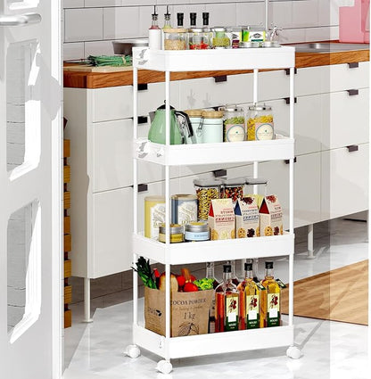 SPACEKEEPER Storage Cart, 4-Tier Mobile Shelving Unit, Bathroom Rolling Cart - Image 7