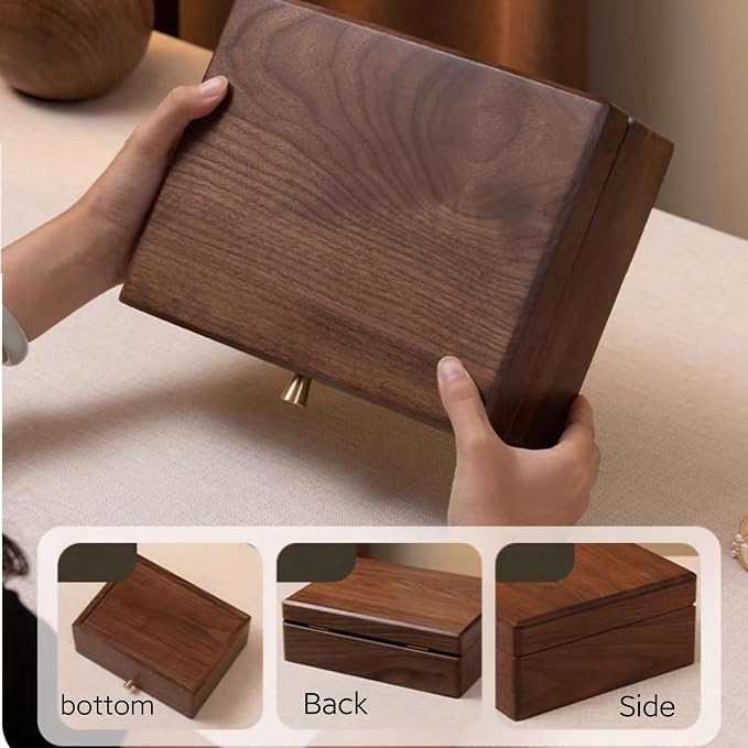 Bescott 2 Layer Solid Black Walnut Wooden Jewelry Box - Image 2