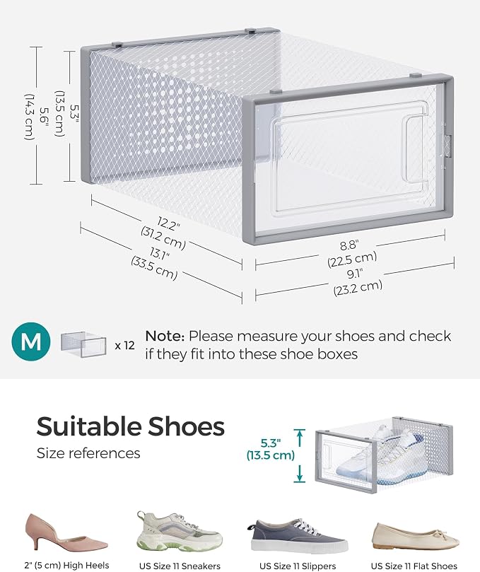 SONGMICS Shoe Boxes, Stackable Clear Plastic Boxes - Image 6
