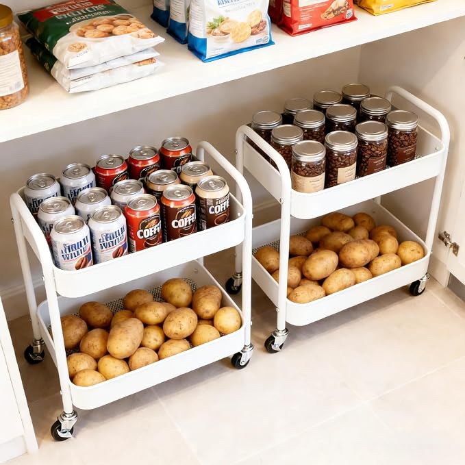 2 Pack Two Tier Rolling Cart by LIWNYRK