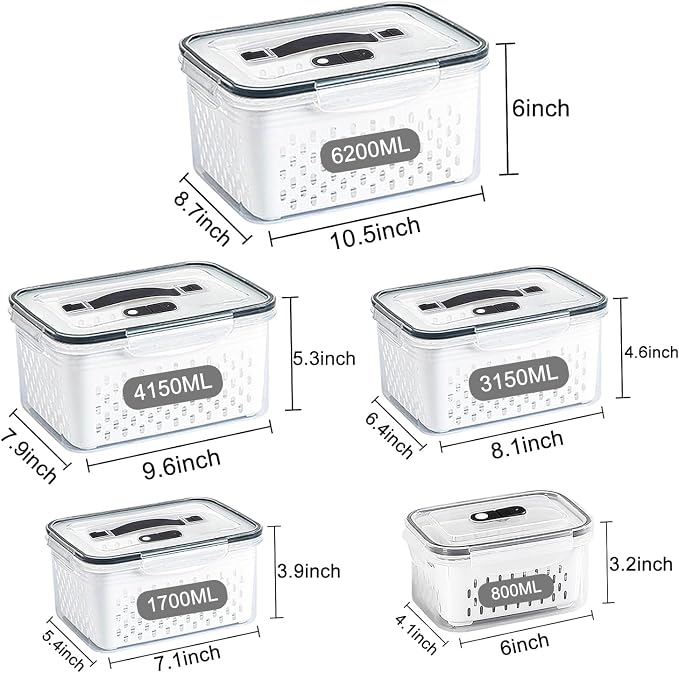 5 Pack Large Fruit Storage Containers - Image 5