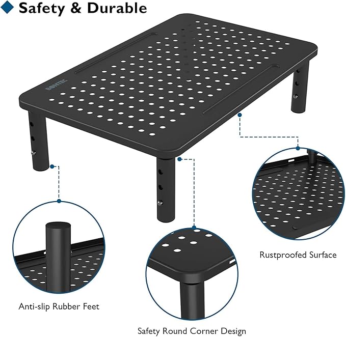 BONTEC 2 Pack 3 Height Adjustable Monitor Stand Riser - Image 5