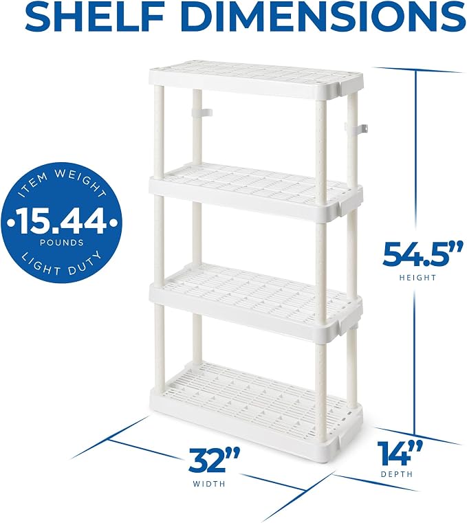 Gracious Living 4 Shelf Adjustable Height Medium Duty Storage Unit 14 x 32 x - Image 3