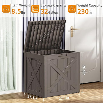 32 GallonOutdoor Storage Box, Resin Deck Boxes Waterproof, IndoorOutdoor Bin - Image 6