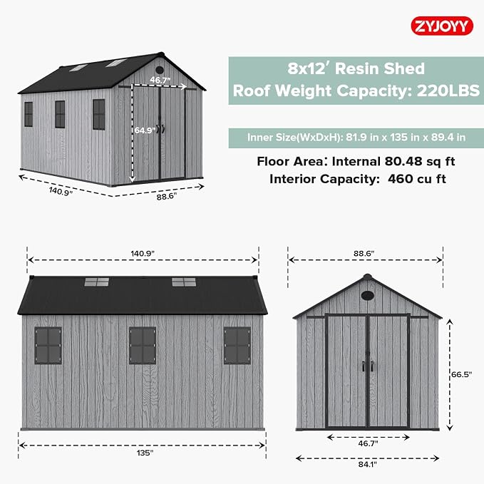 ZYJOYY Outdoor Storage Shed 8x12 FT - Image 2