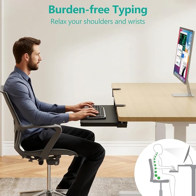 WALI Keyboard Tray Under Desk, Pull-Out Keyboard & Mouse Tray - Image 5