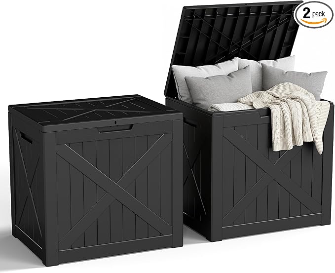 31 Gallon Outdoor Storage Box, Large Resin Deck Box by Unknown