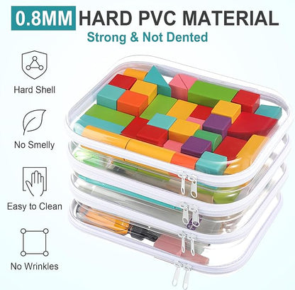 Hoolerry 4 Pcs Hard Clear Zipper Case Makeup Bags Plastic Pencil Pouch - Image 4
