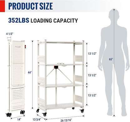 WORKPRO 4-Tier Folding Shelf, No-Assembly Metal Storage Rack - Image 3