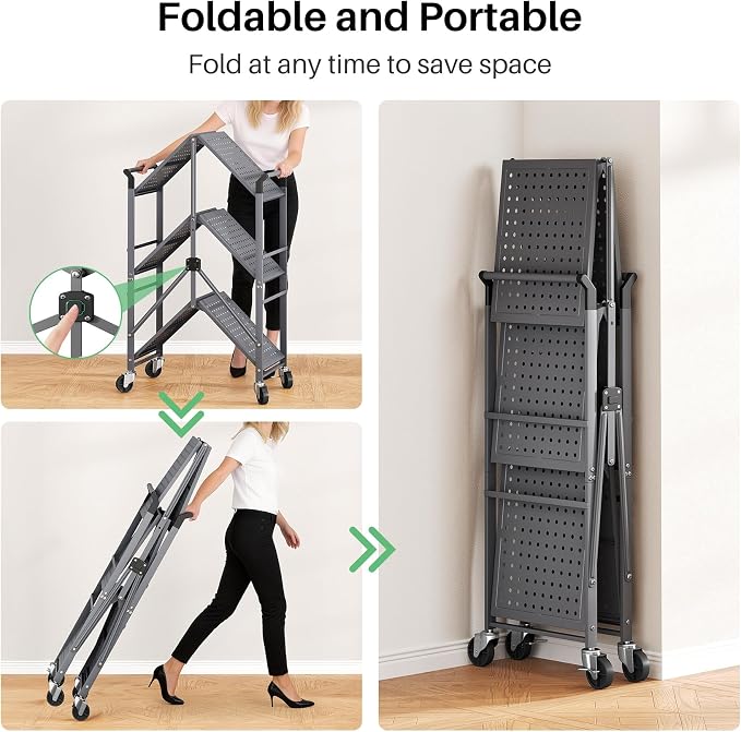 SNTD 3 Tier Rolling Cart, Metal Utility Cart on Wheels, Lockable Casters - Image 5