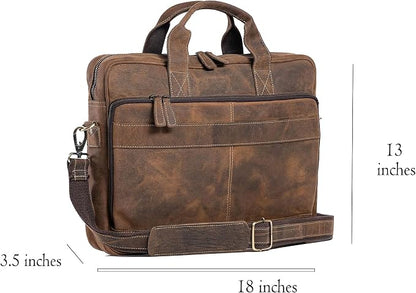 Leather briefcase 18 Inch Laptop Messenger Bags - Image 8