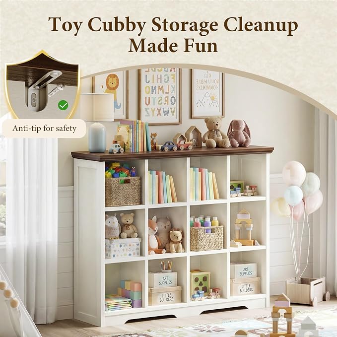 OffiGo 12 Cube Organizer Bookcase, Modern Farmhouse Open Shelf - Image 8