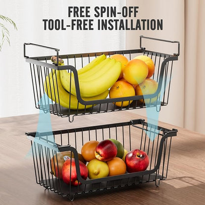 4 Pcs Stackable Wire Baskets for Pantry Organizers and Storage, Ideal Bins - Image 8