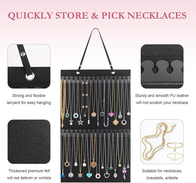 Caffox Hanging Necklaces Holder, Large Jewelry Organizer - Image 2