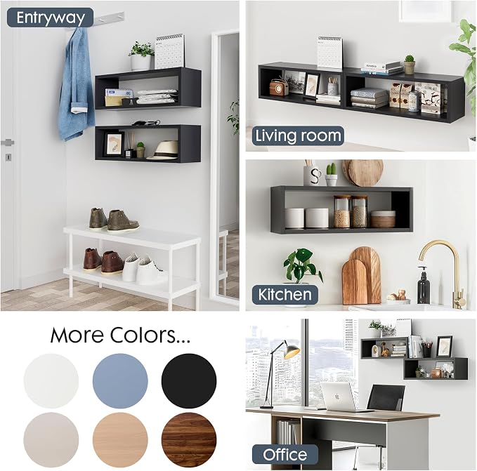 24in Floating Cube Shelves Set of 2, Display Shelves Wall Mount, Decorative - Image 5