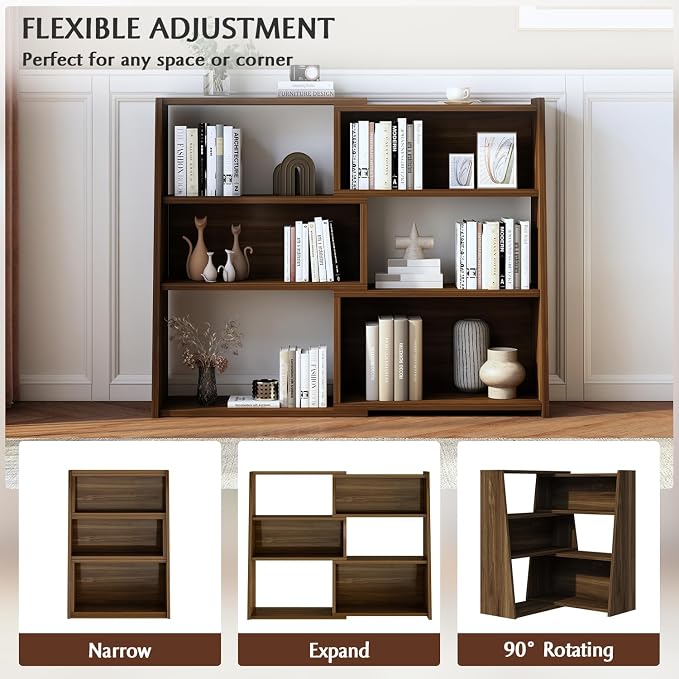 IOTXY Wooden Extendable Shelf Bookcase - Image 3