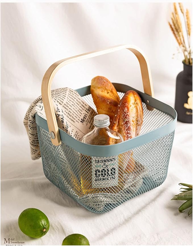 AJIODA Metal Mesh Steel Basket, Storage Organizer Basket Multi-functional - Image 2