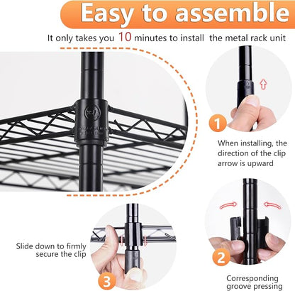 BestOffice | 5-Tier Wire Shelf | 17" x 12" x 48" | Black | Storage Shelves - Image 4