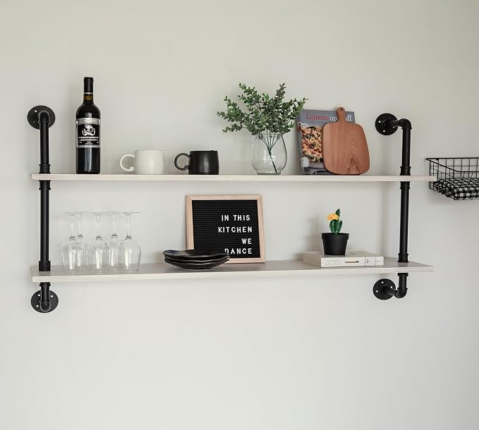 HDDFER Floating Shelves for Wall Bookshelf Industrial Pipe Shelving Shelves - Image 3