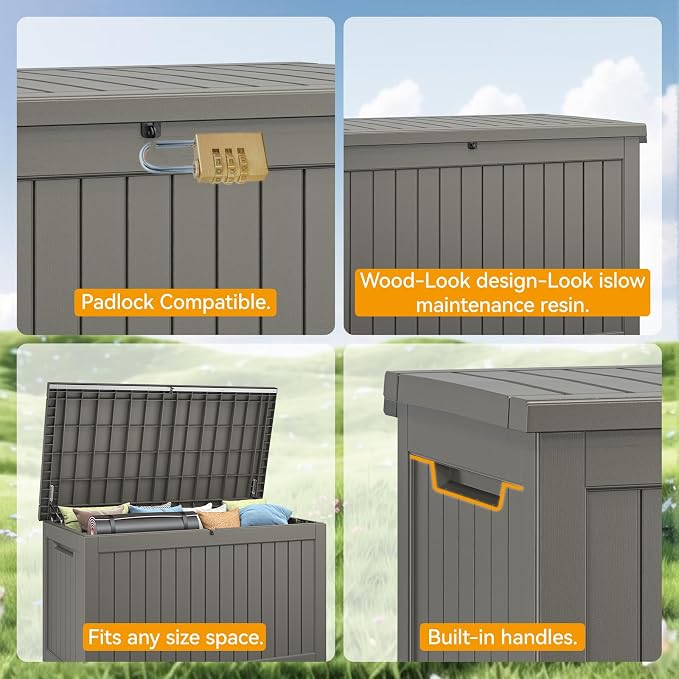 NUNU LAB 270 Gallon Large Resin Deck Box, Waterproof Outdoor Storage Box - Image 5