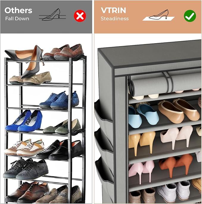 VTRIN Vertical Narrow Shoe Rack Organizer Tall Shoe Rack - Image 6