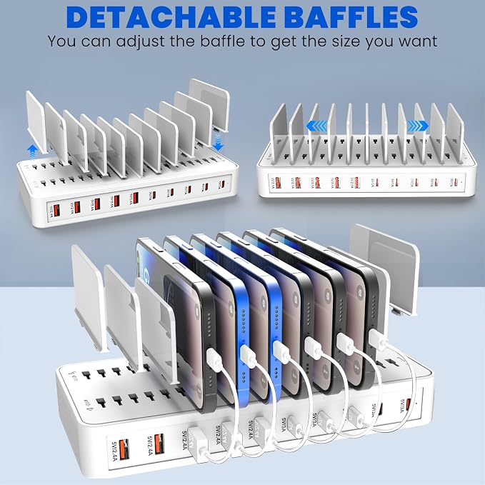 Charging Station for Multiple Devices, 100W 10 Ports Charging Dock - Image 4