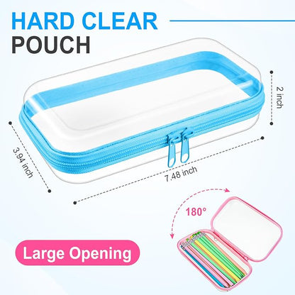 Sanwuta 6 Pcs Clear Hard Zipper Case Hard Plastic Zipper Pouches Transparent - Image 2