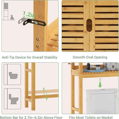 Over The Toilet Storage Cabinet, Tall Bathroom Cabinet Organizer - Image 6