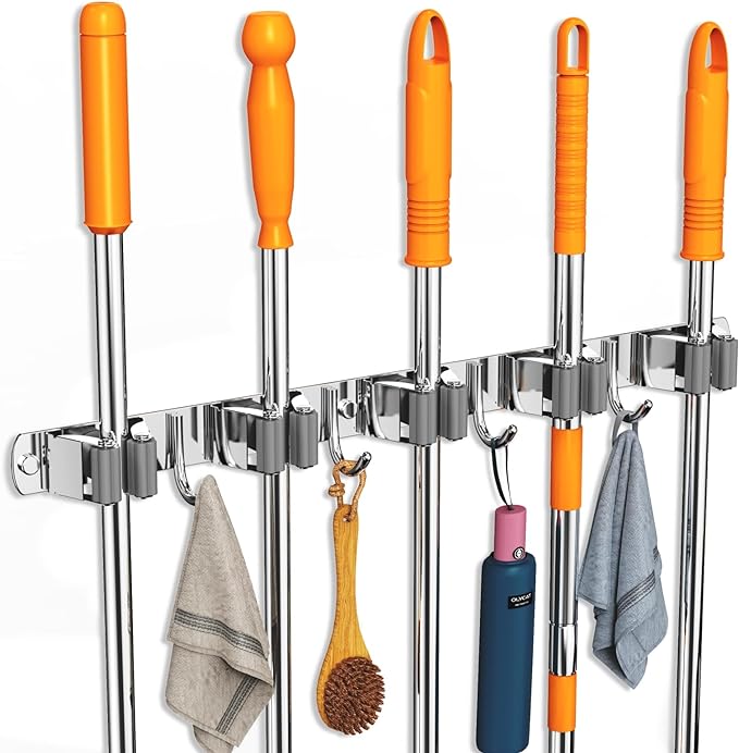 2 Pack Mop and Broom Holder Wall Mount, Non-slip Broom Hanger Wall Mount - Image 3