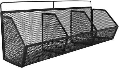Metal Wire Basket, 3 Grids Wall Hanging Baskets, Wall Mount Slanted Opening - Image 9