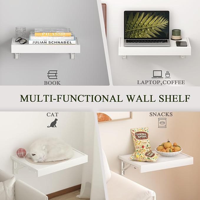 TEAMIX Wall Mounted Folding Bedside Shelf, 16.5''x12'' Space Saving Bed Side - Image 6