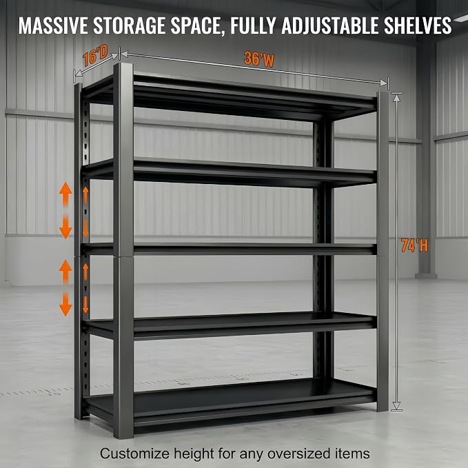 2750 LBS Heavy Duty Garage Shelving, Adjustable Boltless Steel Storage Rack - Image 2