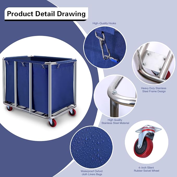 JJSMKCH Commercial Laundry Cart - Image 3