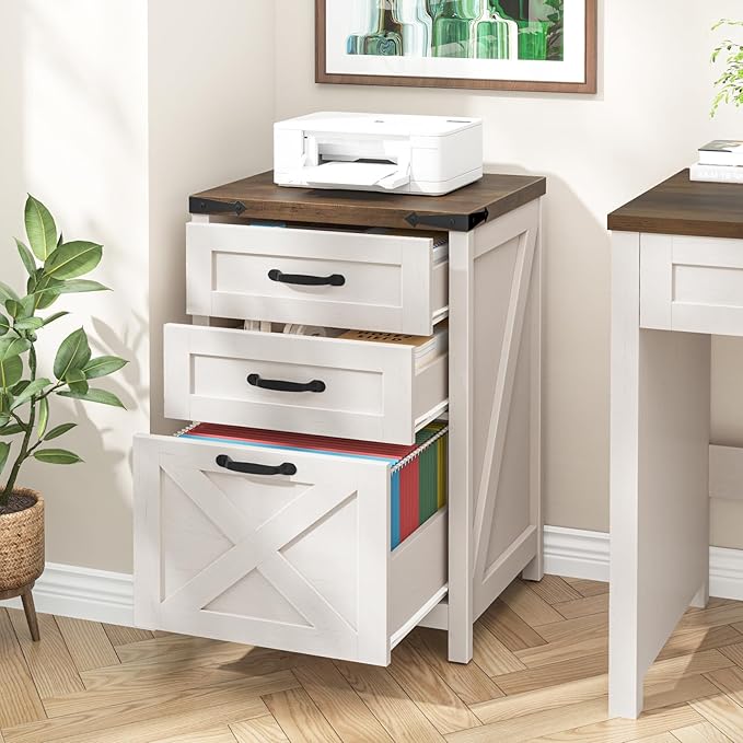 Farmhouse File Cabinet with 3 Drawers - Image 4