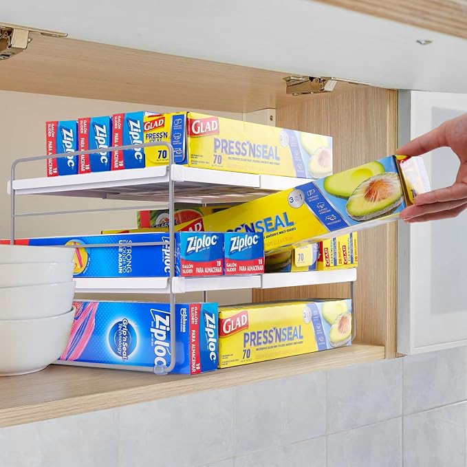 Cirhy Pantry Organizers and Storage, 3 Tiers Expandable Foil and Plastic Wrap - Image 2