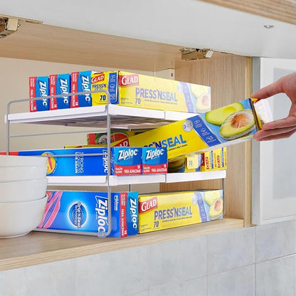 Cirhy Pantry Organizers and Storage, 3 Tiers Expandable Foil and Plastic Wrap - Image 2