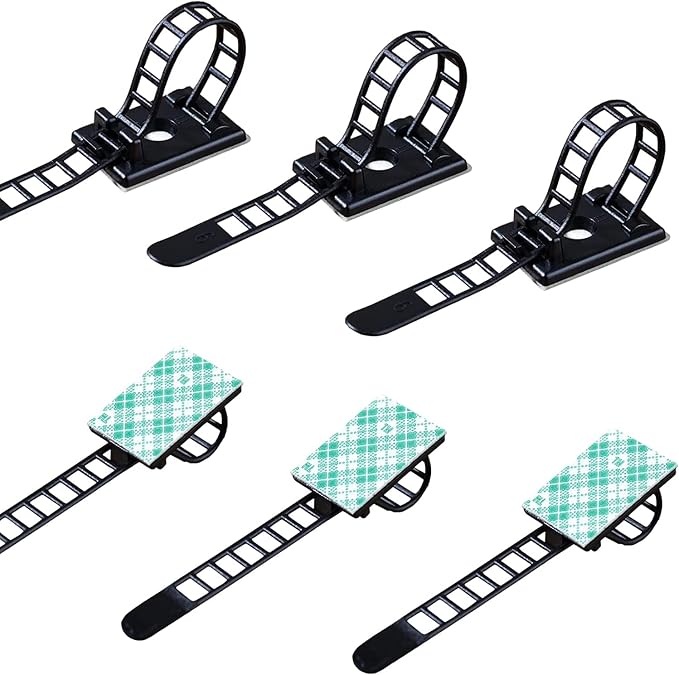 50 Pieces Cable Management Desk Wire Organizer Cable Ties Zip Ties Adhesive by RayTour