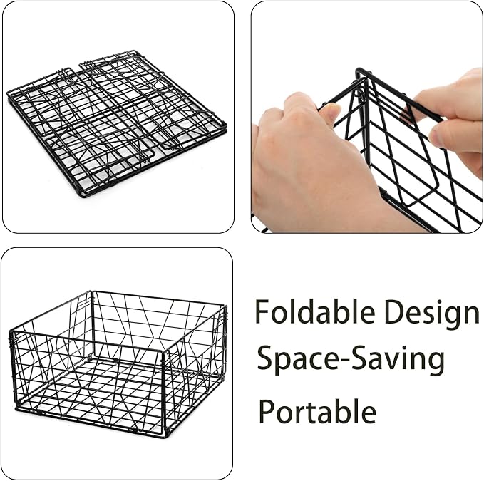 TOPZEA 2 Pack Black Metal Food Storage Basket - Image 3