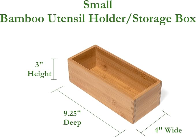 Lipper International Bamboo Wood Utensil Holder Storage Box - Image 2